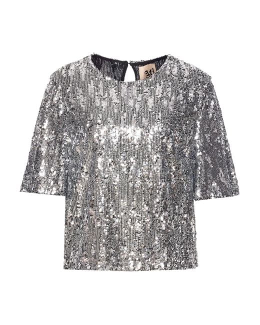 Aniye By Gray Sequin-Embellished Short-Sleeve Top