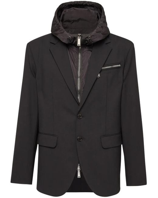 DSquared² Black Single-Breasted Hooded Blazer for men