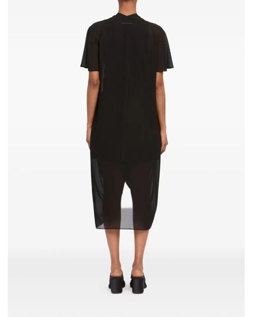 MM6 by Maison Margiela Black Draped Mdi Dress
