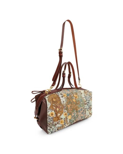 Dries Van Noten Natural Embroidered East-West Bag