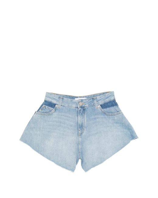 Pinko Blue Short En Jean À Bords Francs