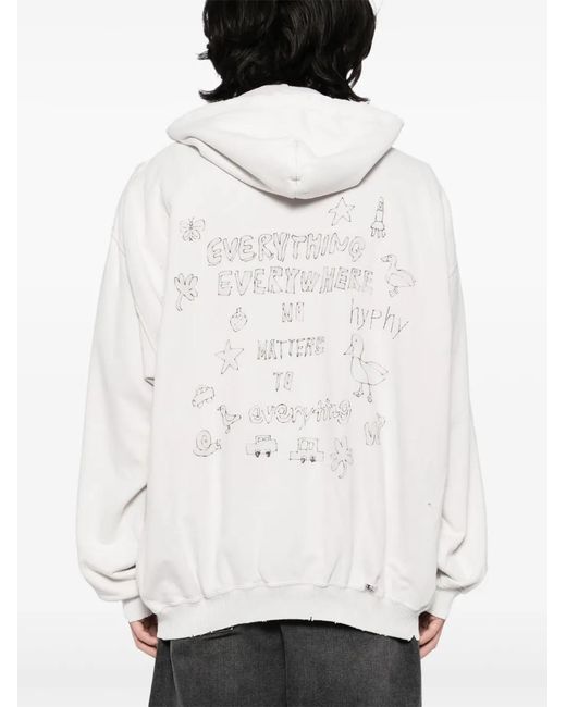 Maison Mihara Yasuhiro White Bleached Smily-Face-Print Zip-Up Hoodie for men