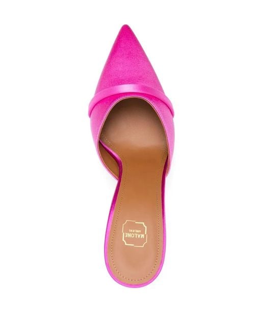 Malone Souliers Pink Joella 90 Satin Heel Mules