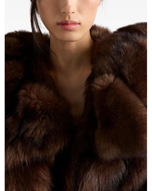 Prada Brown Hooded Shearling Jacket