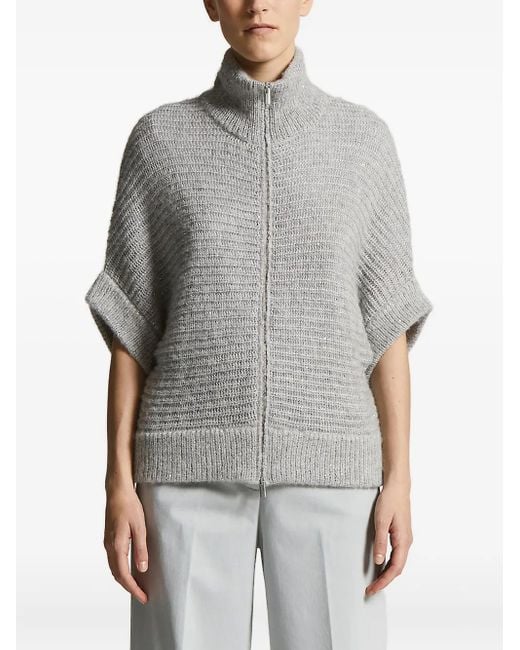 Cardigan Con Zip A Collo Alto di Peserico in Gray