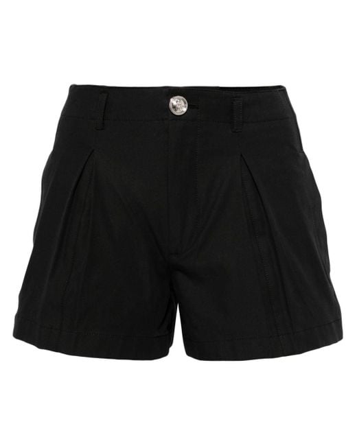 Giambattista Valli Black Pleated Mid-rise Shorts