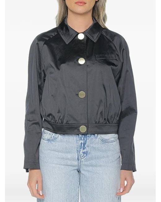 ARMANI EXCHANGE Gray Button-Up Satin-Finish Jacket