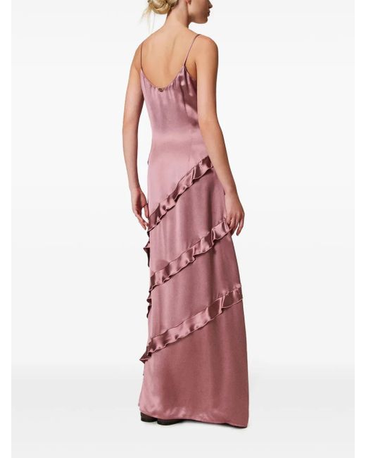 Twinset Purple Ruffled Maxi Dress