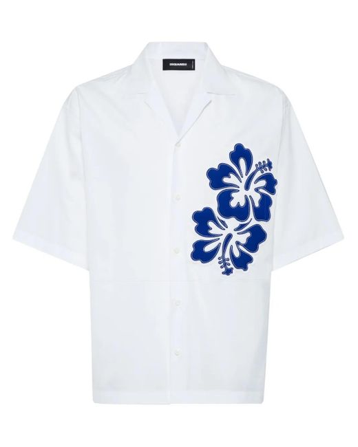 DSquared² White Floral-Detailing Shirt for men