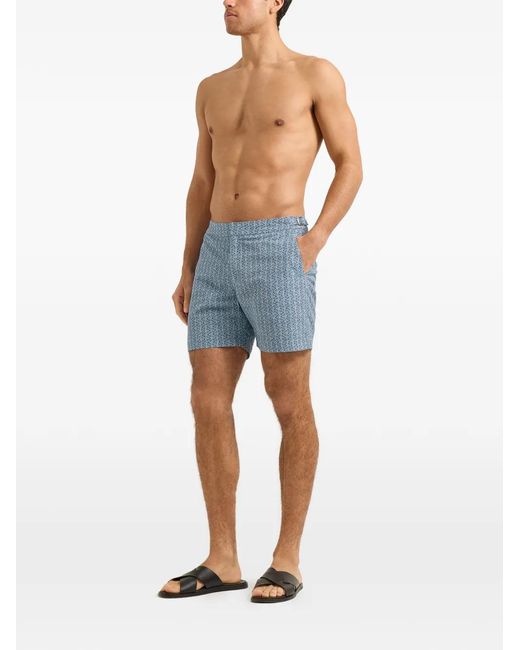 Orlebar Brown Blue Bulldog Patterned Swim Shorts for men