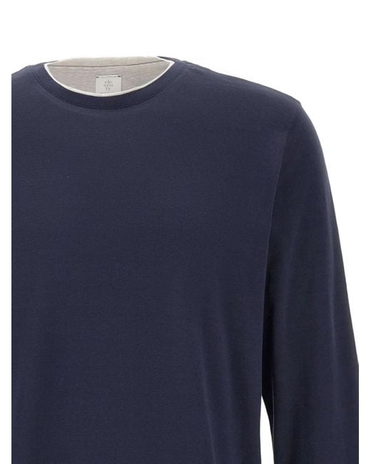 Maglione Girocollo A Maniche Lunghe di Eleventy in Blue da Uomo