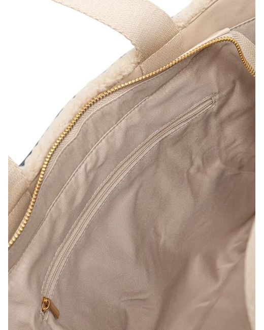 Liu Jo Natural Faux-Shearling Logo-Embossed Tote Bag