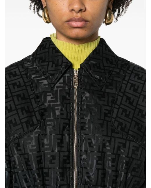 Fendi Ff-jacquard Padded Cropped Jacket Black