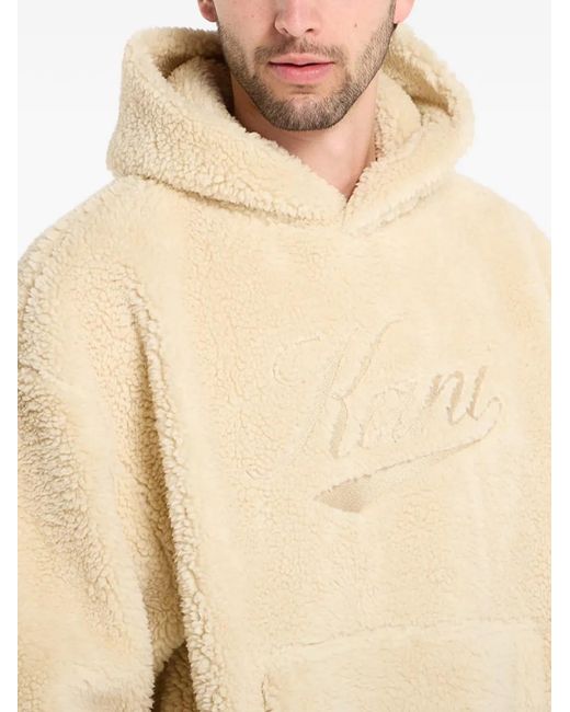 Karlkani Blue Embroidered Fleece-Texture Hoodie for men