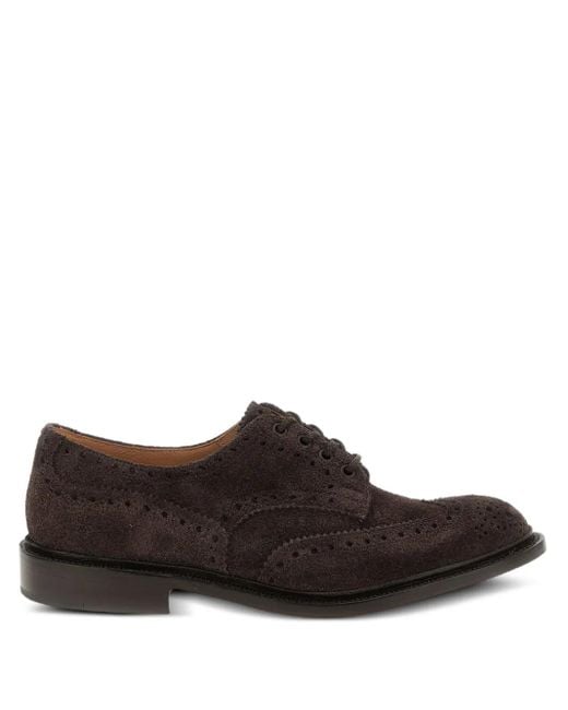 Tricker's Brown Bourton Suede Lace-Up Oxford Shoes for men
