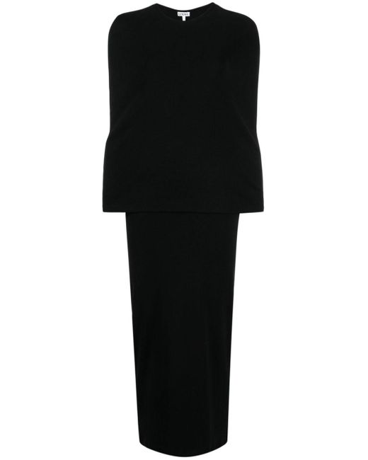 Loewe Black Crew-neck Cotton Midi Dress