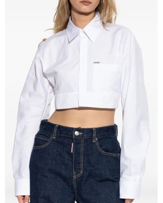DSquared² White Rounded Cropped Shirt