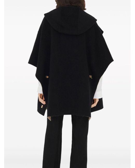 Burberry Black Cashmere Reversible Hooded Cape