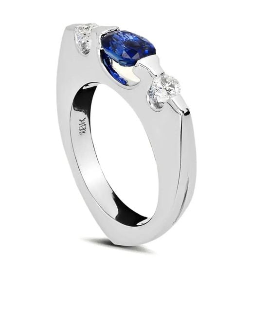 Jewels Aficionado 18Kt Witgouden Ring Met Saffier in het White