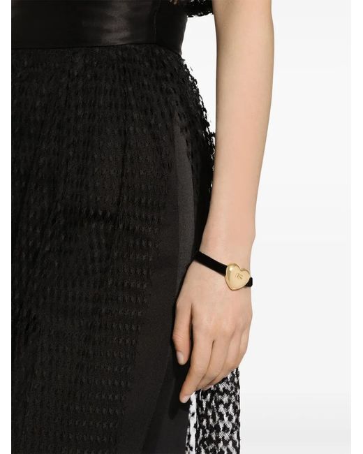 Dolce & Gabbana White Dg Heart Velvet Bracelet