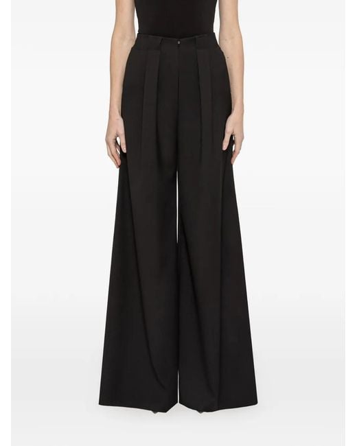 Nissa Black Pleated Wide-Leg Trousers