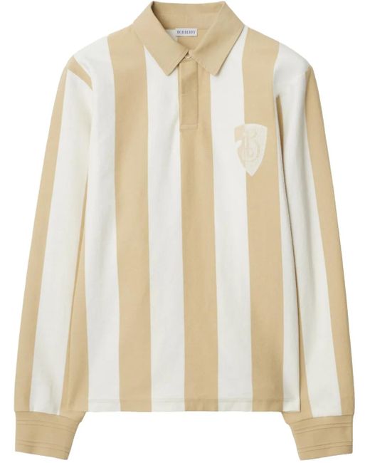 Burberry Natural Striped Cotton Polo Shirt for men