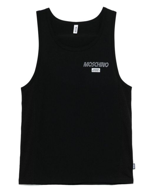 Moschino Black Logo-Appliqué Tank Top for men