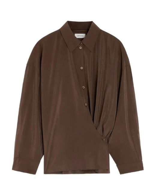 Lemaire Brown Straight Collar Twisted Shirt
