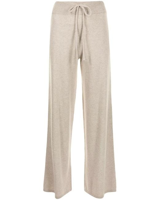 Lisa Yang Natural Drawstring Wide-Leg Cashmere Trousers