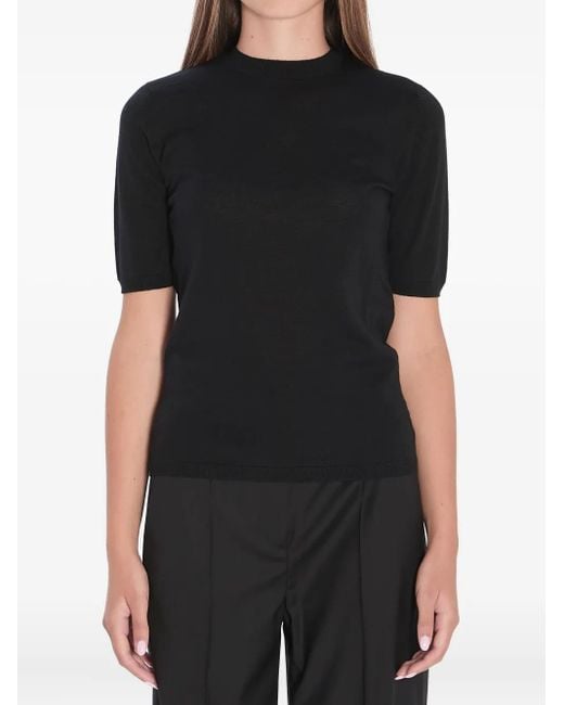 Max Mara Black Geripptes T-Shirt