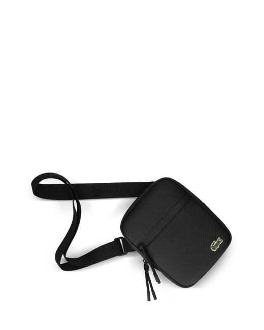 Lacoste Black Logo-Appliqué Messenger Bag for men