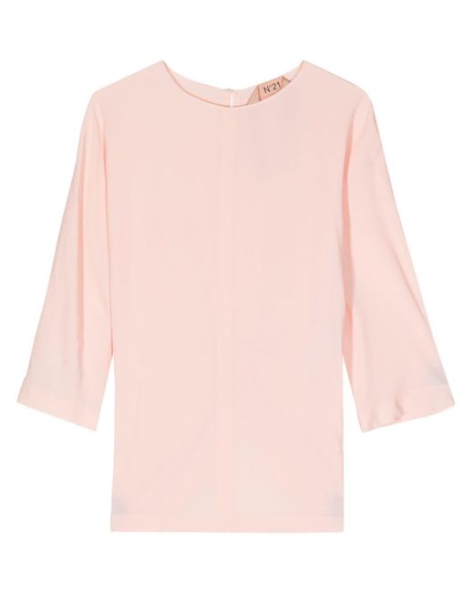 Twist-detail round-neck blouse N°21 en coloris Pink