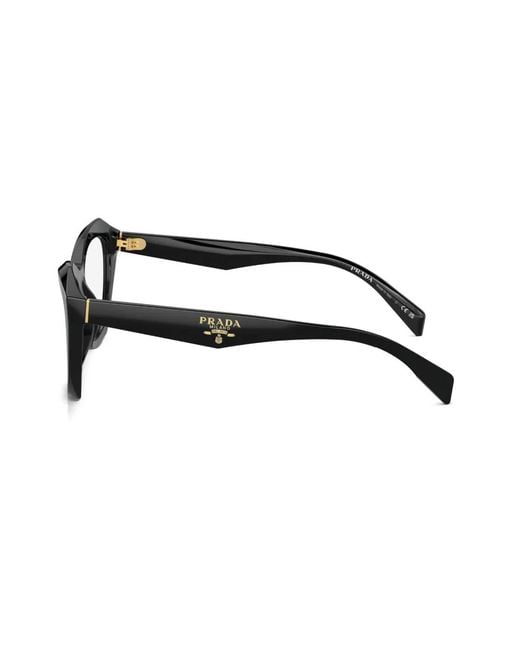 Prada Black Logo-Engraved Geometric-Frame Glasses