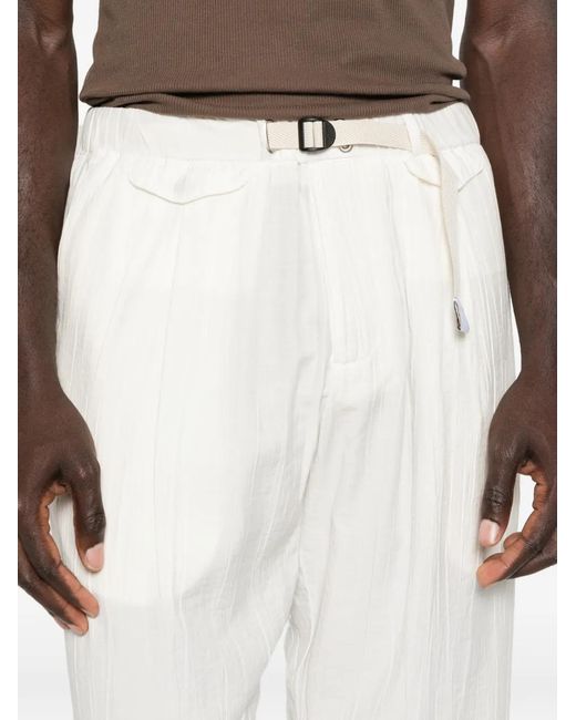 White Sand White Pocket Belted Trousers for men