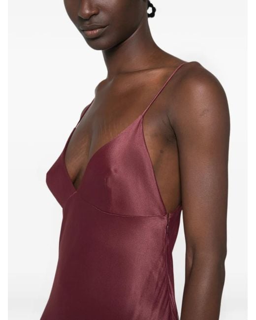 Alberta Ferretti Purple Side-Slit V-Neck Maxi Dress