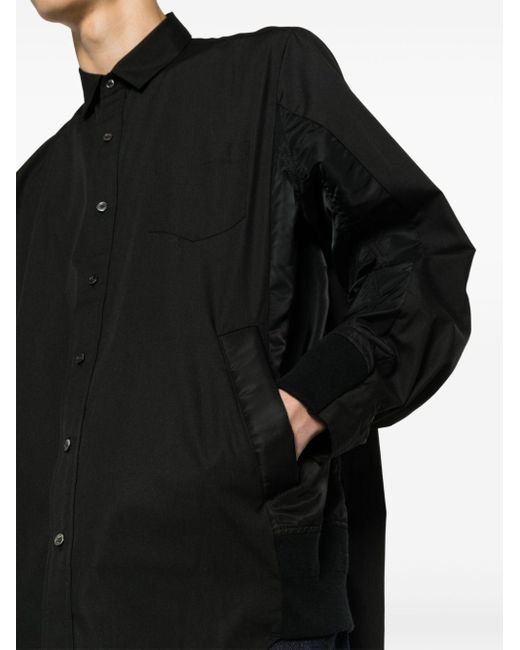 Sacai Black Classic-Collar Poplin Shirt for men