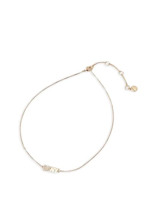 DKNY White Logo-Pendant Necklace