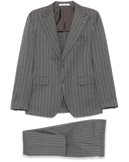 Tagliatore Gray Pinstriped Suit for men