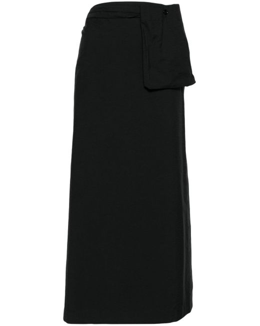Jupe longue à taille ceinturée Lemaire en coloris Black