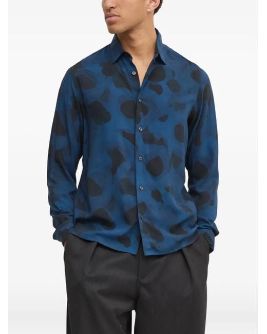 Camisa con estampado abstracto HUGO de hombre de color Blue