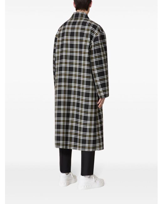 Manteau long a carreaux Valentino Garavani pour homme en coloris Noir Lyst