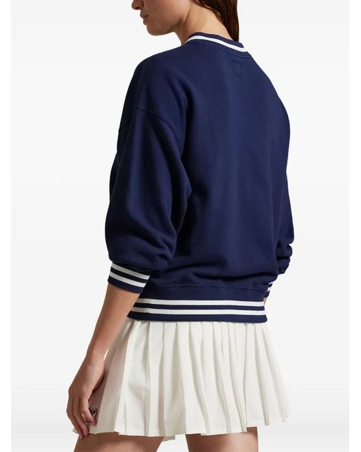 Polo Ralph Lauren Blue V-Neck Embroidered Sweatshirt