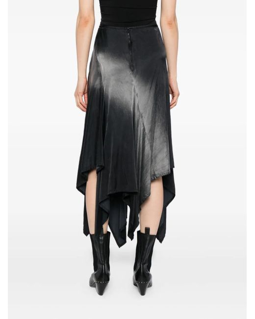 Yohji Yamamoto Black Asymmetrischer Midirock