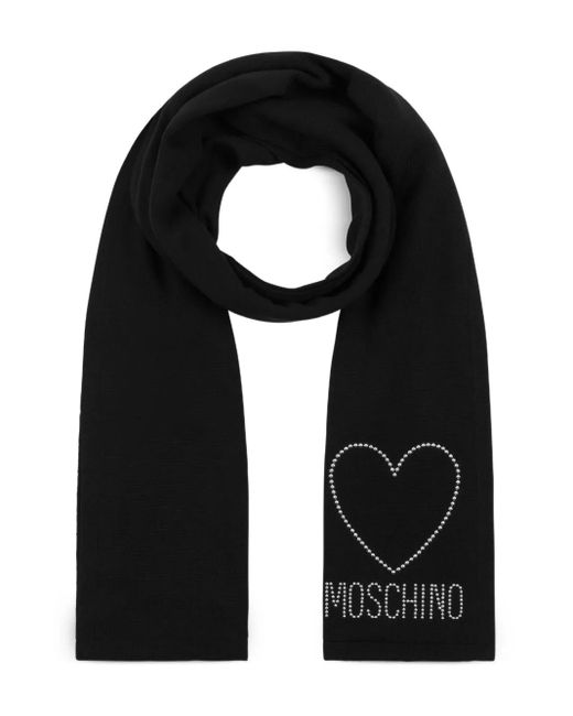 Écharpe En Laine À Cœurs Cloutés Moschino en coloris Black