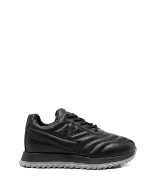 Linda Baumann Black Lace-Up Sneakers