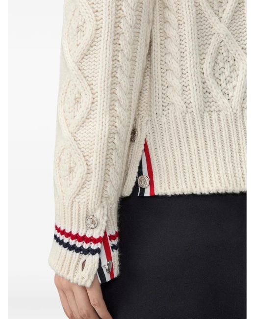 Thom Browne White Pull En Maille Torsadée Aran