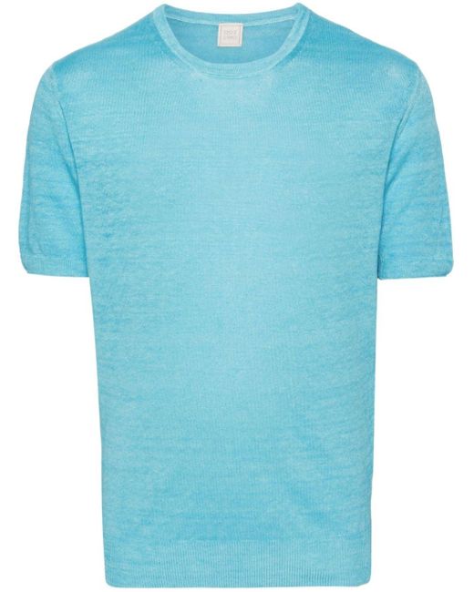 T-shirt a maniche corte di 120% Lino in Blue da Uomo