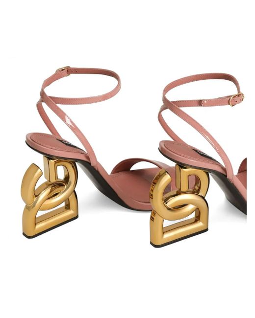 Dolce & Gabbana Pink Patent Leather Sandals With 3.5 Heel