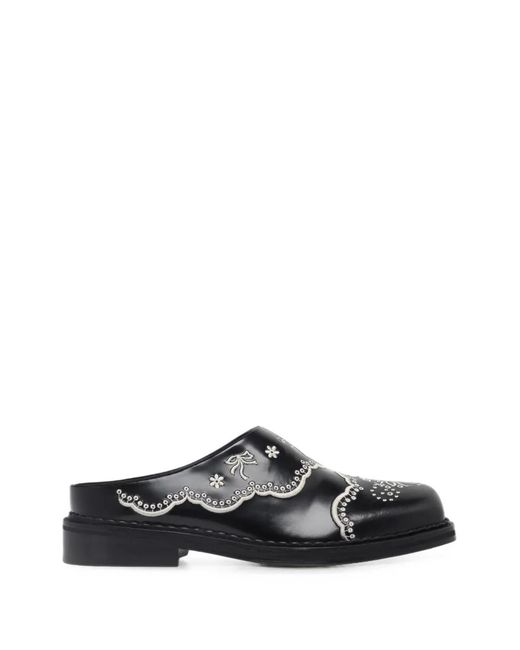 Simone Rocha Black Floral-Embroidered Mules for men