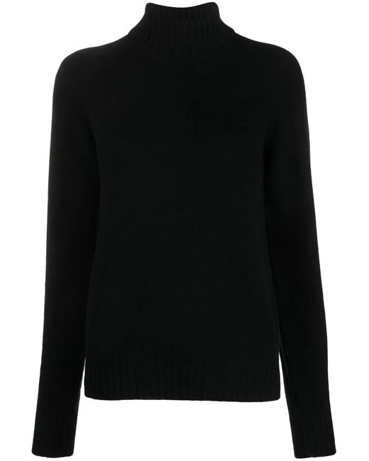 Drumohr Black Roll-Neck Ribbed Jumper